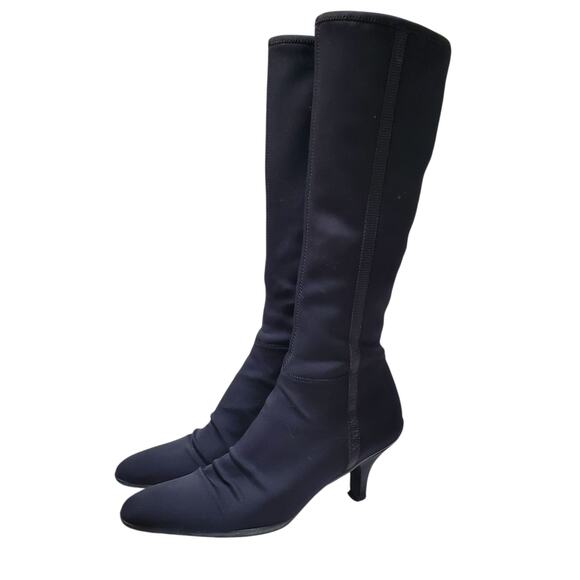 Prada Knee High Black Heeled Designer Sock Boot - Size 36 - Picture 1 of 8
